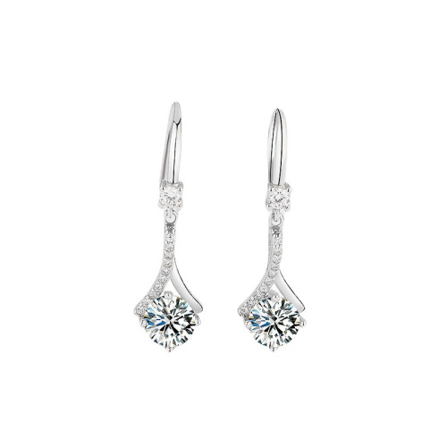 CZ Zircon Drop Earring 925 Silver Wedding Earrings